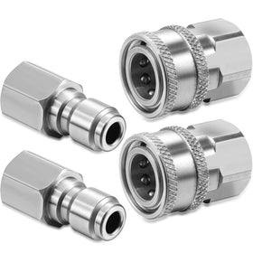 Hotop 2-sets NPT 3/8 inch quick connector kit in silver enables fast, secure hose connections.