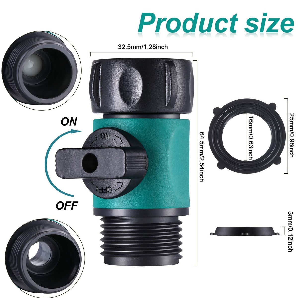 Hotop 3/4 inch thread valve connection compatible with most hoses for quick control.