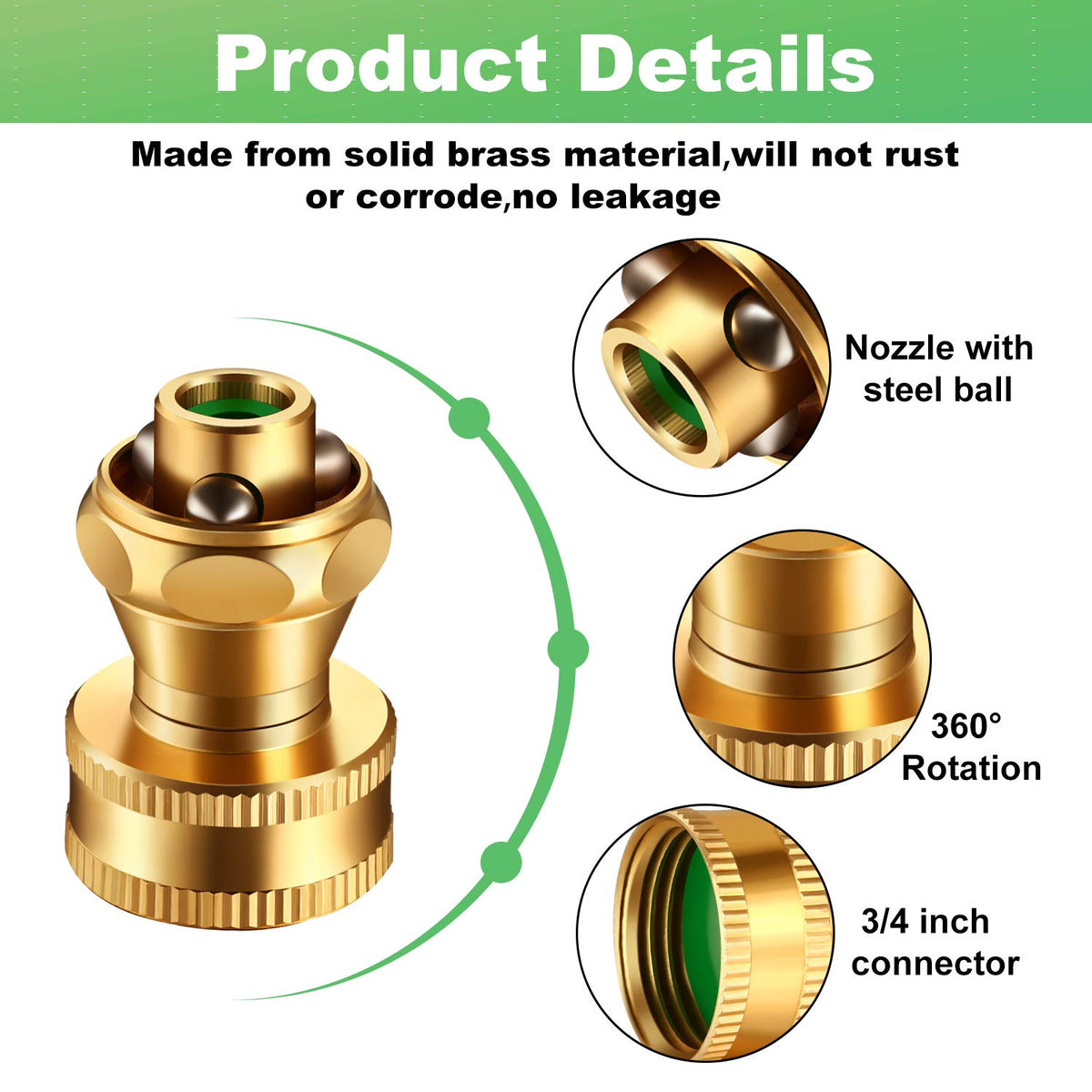 Hotop brass nozzle with electroplated surface resists rust.