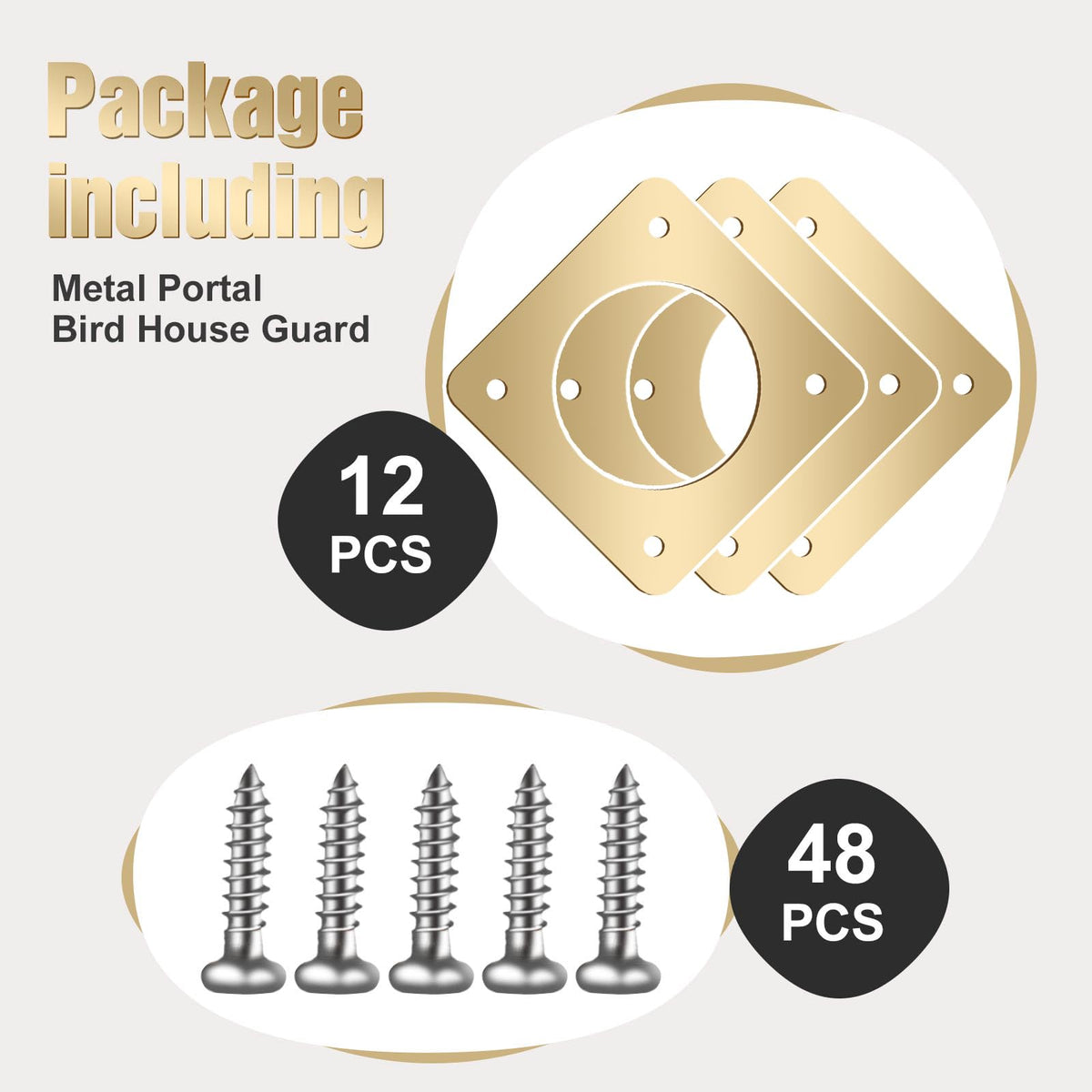 Hotop copper portal with screws offers sturdy, rust-resistant protection for birdhouses.