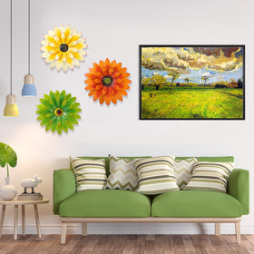 Hotop 3D metal daisies wall decor for outdoor spaces resists rust and adds color