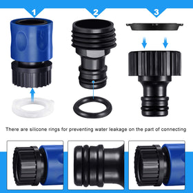 Hotop hose end adapter blue enables quick hose-to-device connections.