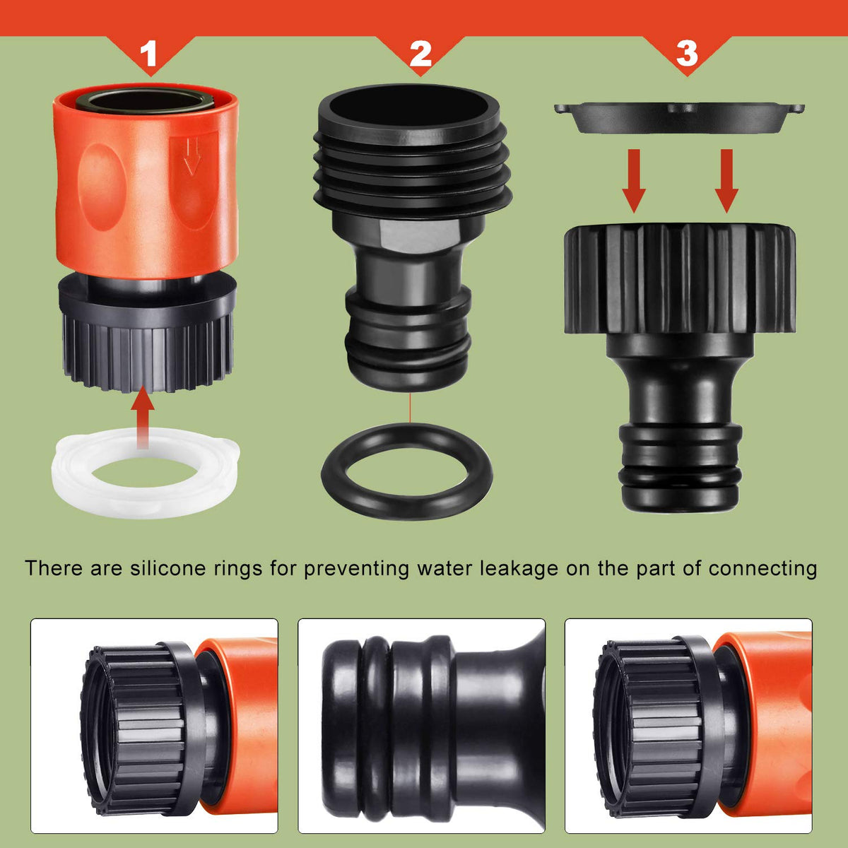 Hotop male hose end adapter fits most 3/4 inch hoses.
