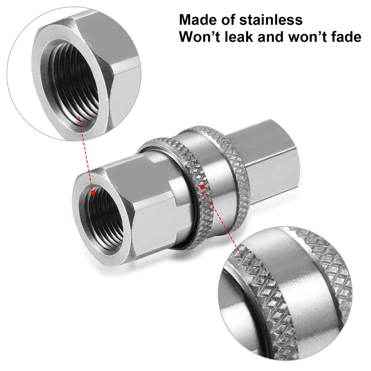 Hotop pressure washer adapters 3/8 NPT kit in silver offer durable construction.