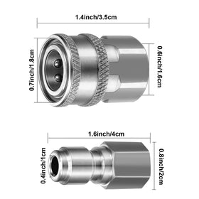 Hotop stainless-steel quick-connect nipples 3/8 inch support high-pressure compatibility.