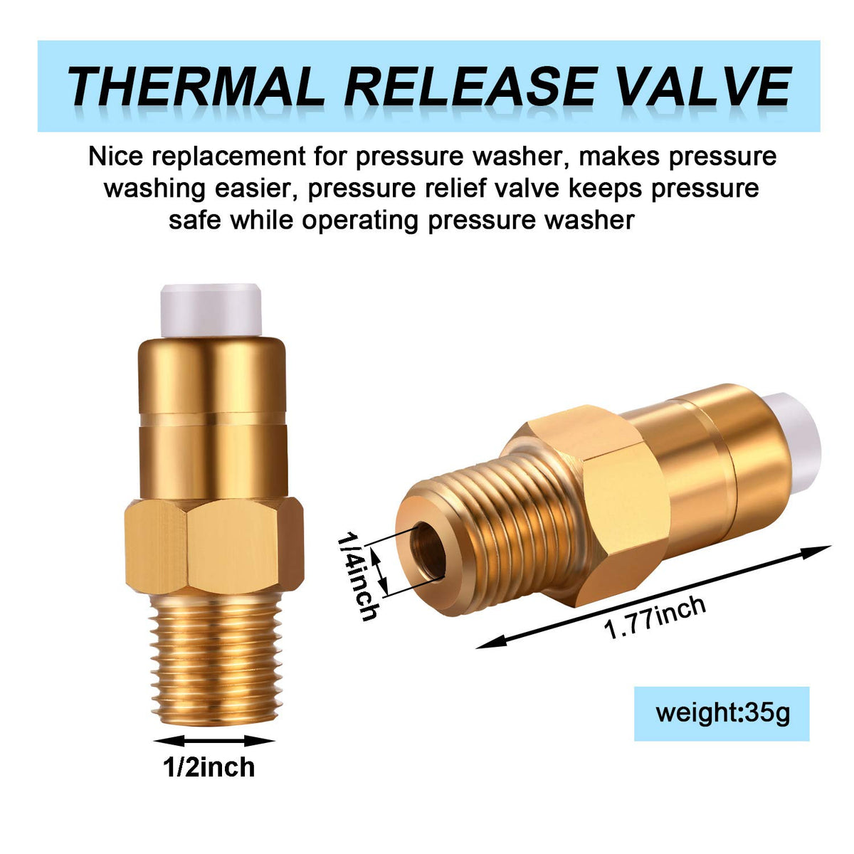Hotop two-pack brass thermal release valves, ready for quick replacement.