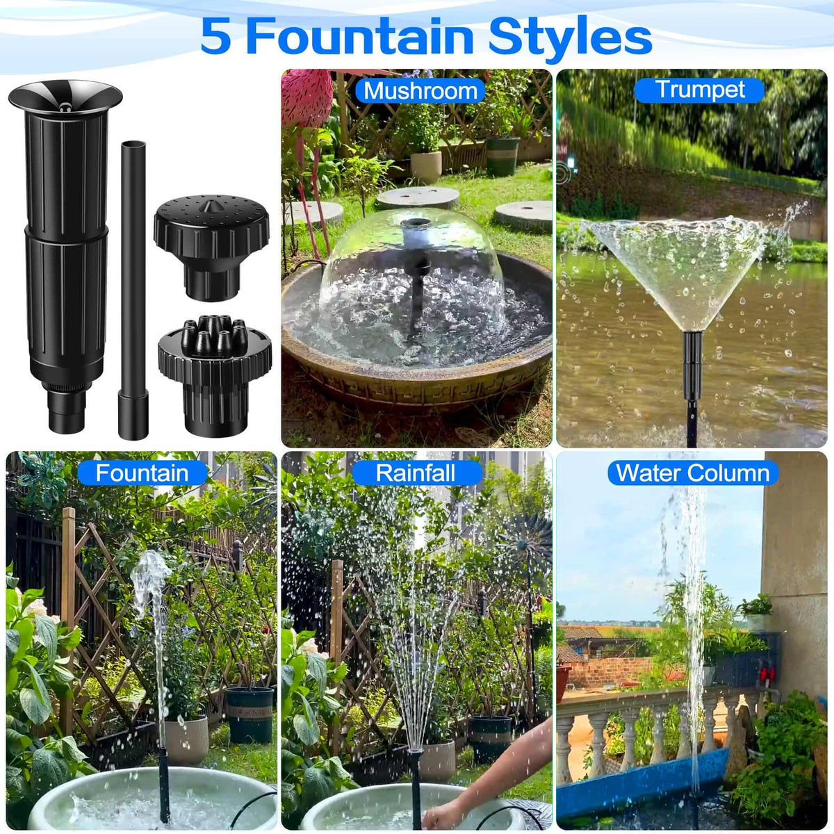 Hottche rainfall spray head delivers gentle garden pond mist