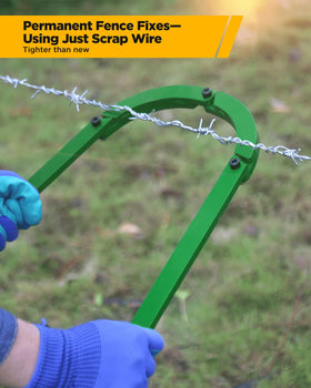 HOTYELL Fence Wire Fixer in action tightening a fence wire.
