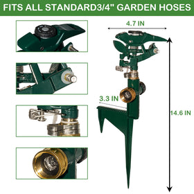 Hourleey 2-pack sprinkler spike ensures secure, stable placement on soft soil.