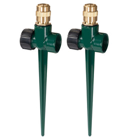 Hourleey 2Pack brass lawn sprinkler evenly waters large lawns.