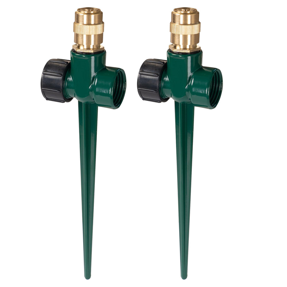 Hourleey 2Pack brass lawn sprinkler evenly waters large lawns.