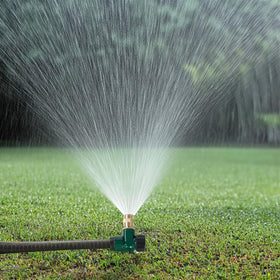 Hourleey 360-degree spray coverage for comprehensive yard irrigation.