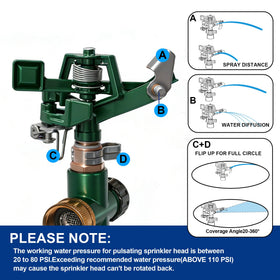 Hourleey 360 degree sprinkler head for full circle yard watering efficiency.