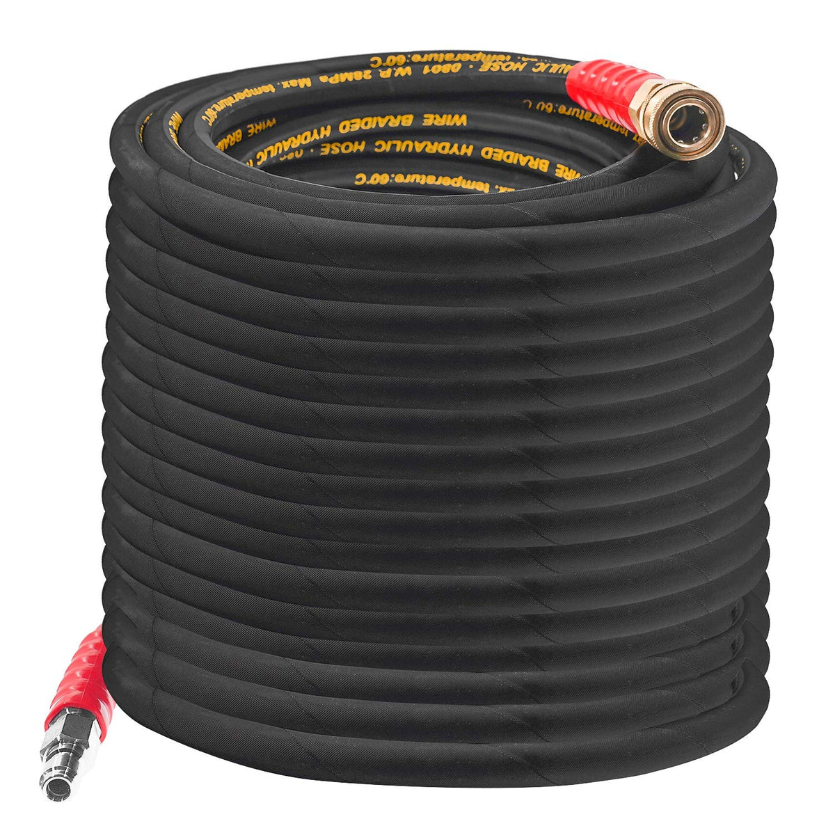 Hourleey 50ft hose coil for long-reaching, durable cleaning tasks.