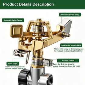 Hourleey 360-degree adjustable sprinkler head enables flexible coverage in gardens