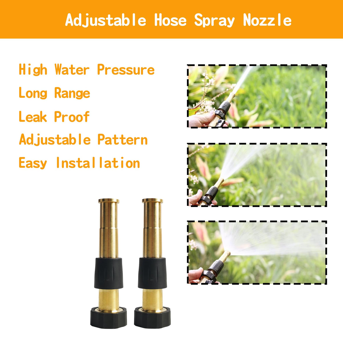 Hourleey adjustable spray nozzle switches from fan to jet for versatile cleaning.