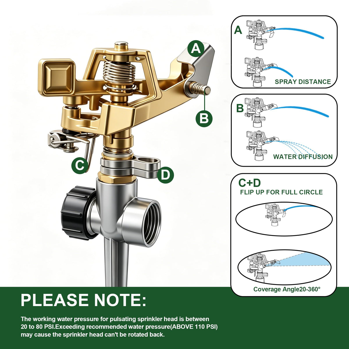 Hourleey aluminum spike base provides secure ground anchoring for outdoor sprinklers
