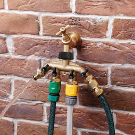 Hourleey brass 4-way splitter compact design for easy storage