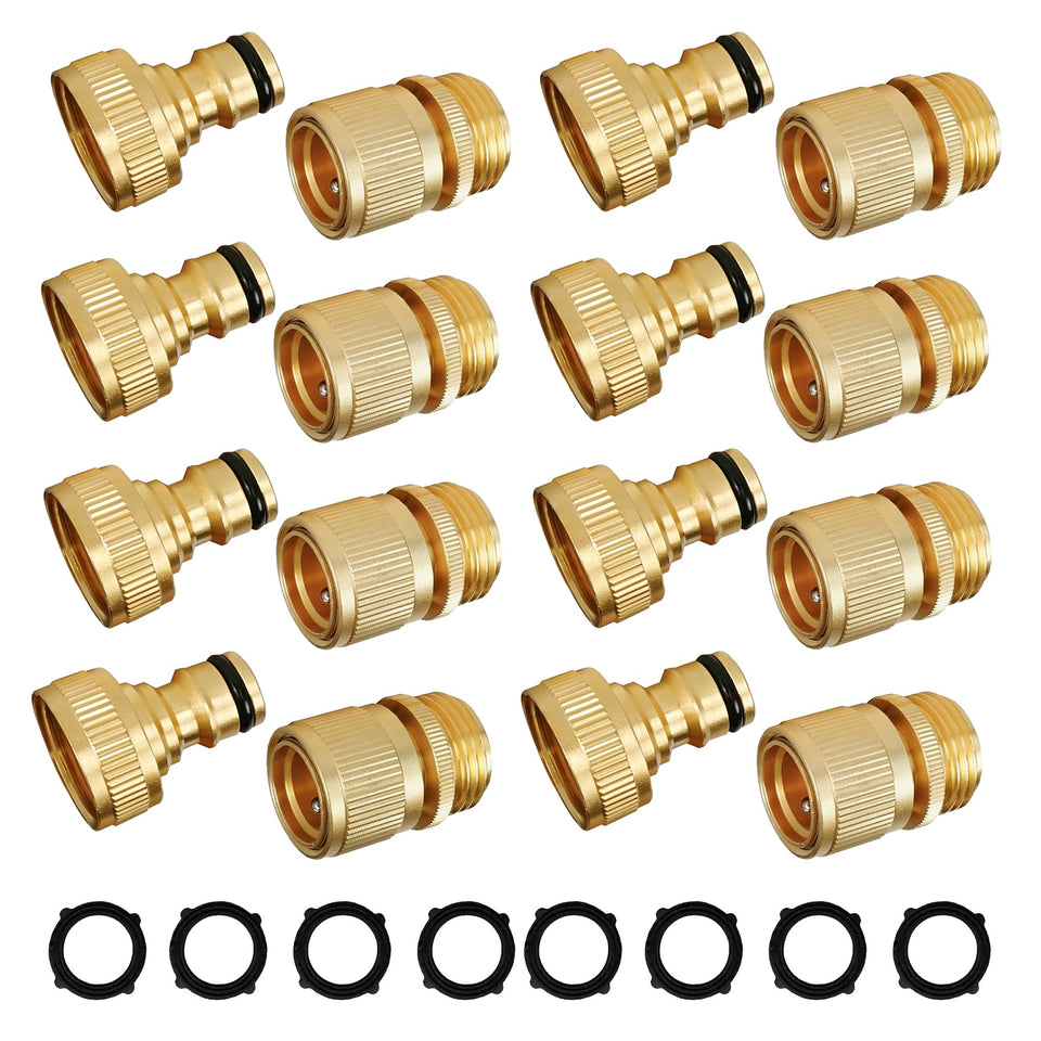 Hourleey brass garden hose quick connect 8-pack shows durable, reliable fittings