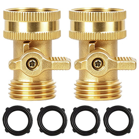 Hourleey brass garden hose shut-off valve 2-pack with easy water control