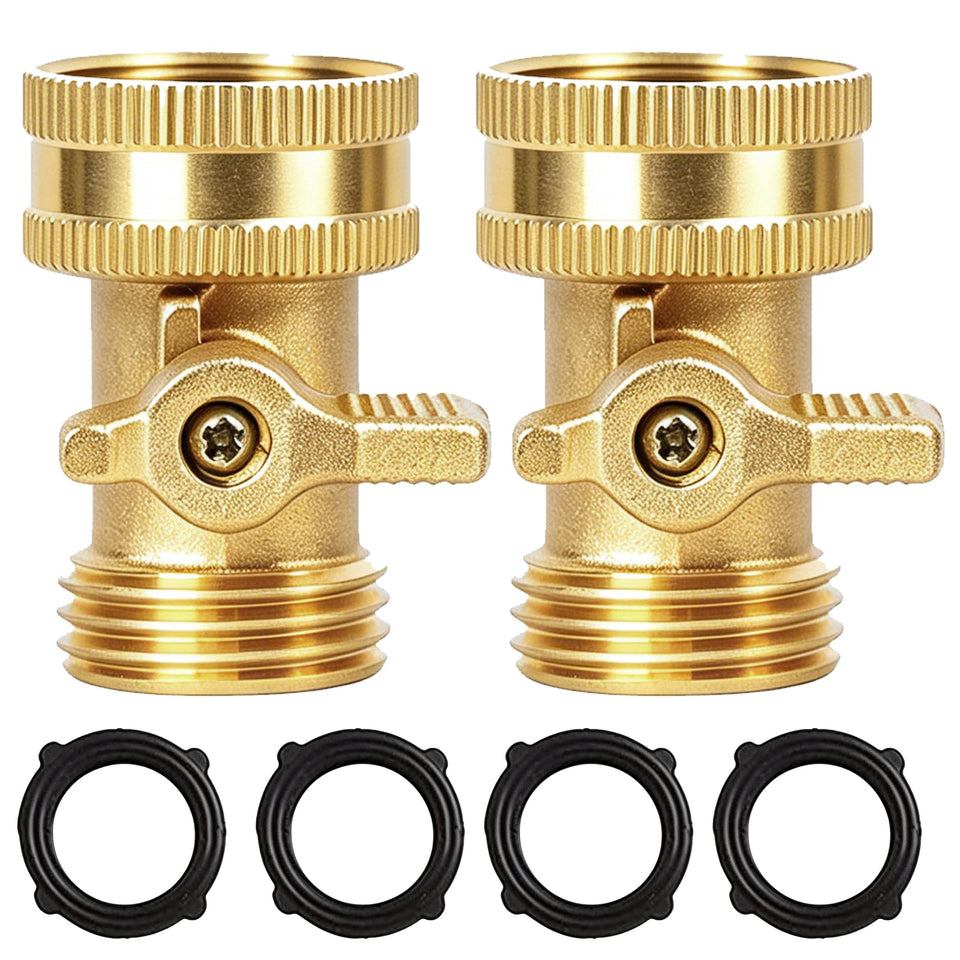 Hourleey brass garden hose shut-off valve 2-pack with easy water control