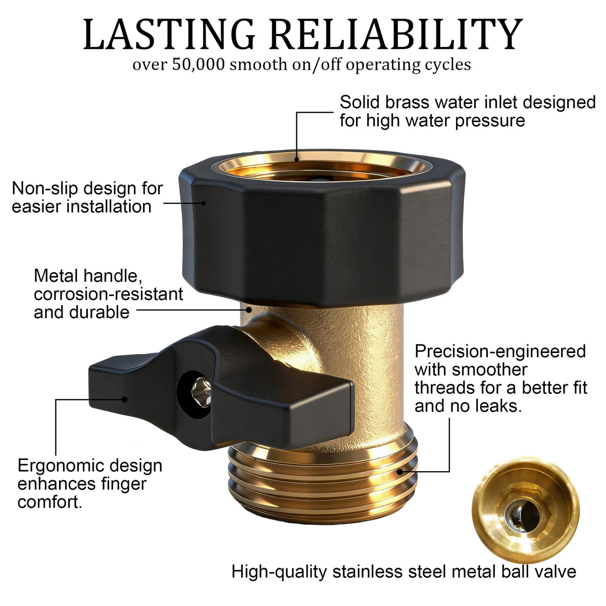 Hourleey solid brass valve offers durable, leak-free performance for outdoor hoses.