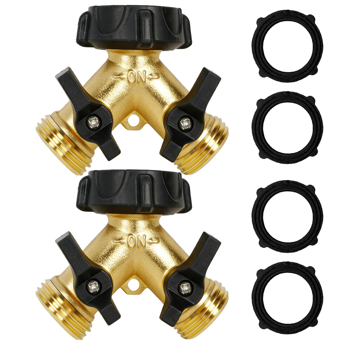 Hourleey brass garden hose splitter 2-way for seamless watering.