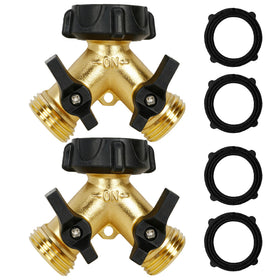 Hourleey brass garden hose splitter 2-way for seamless watering.