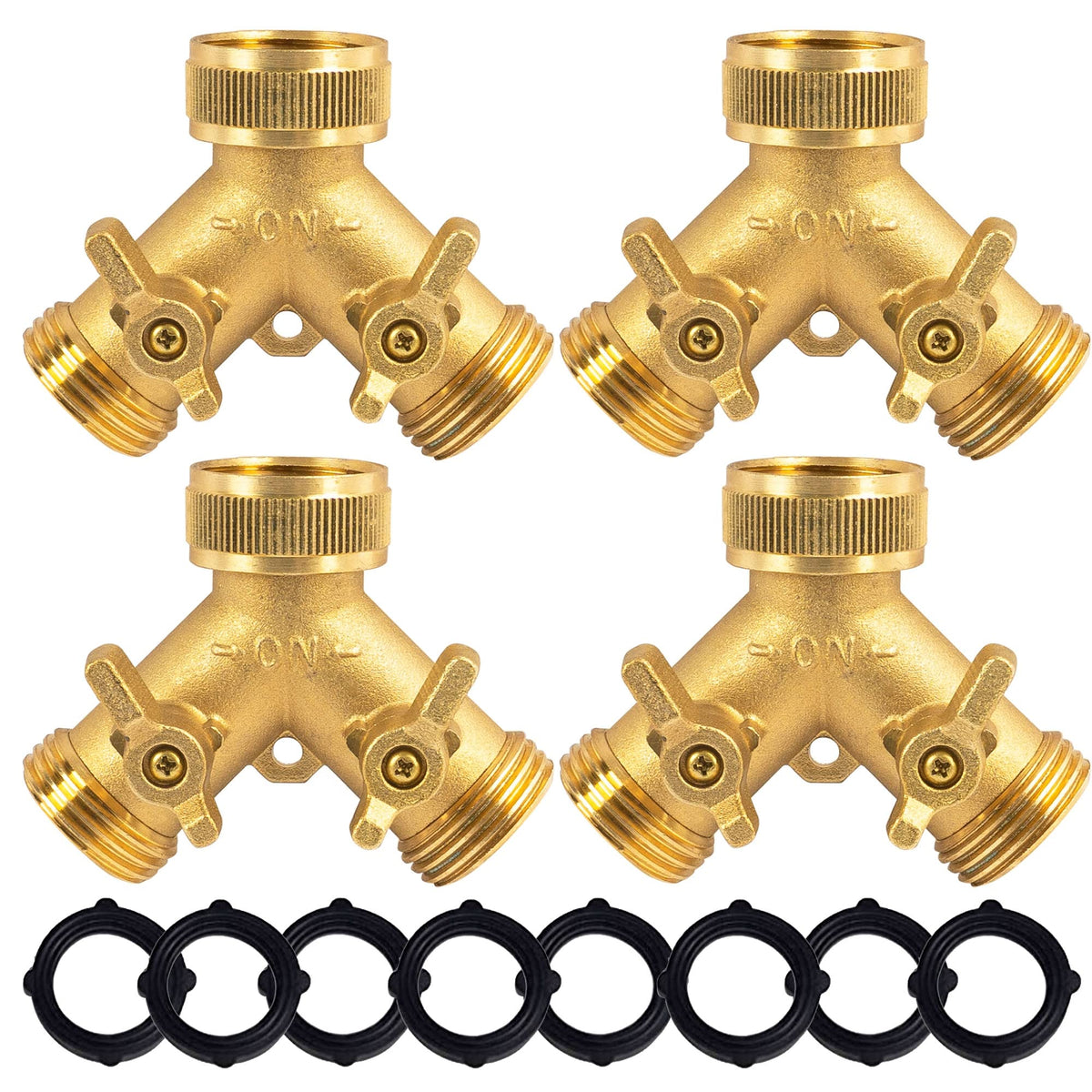 Hourleey brass garden hose splitter 2-way for versatile watering options.