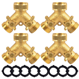 Hourleey brass garden hose splitter 2-way for versatile watering options.