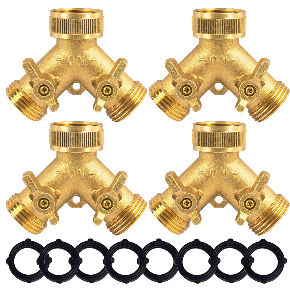 Hourleey brass garden hose splitter 2-way for versatile watering options.