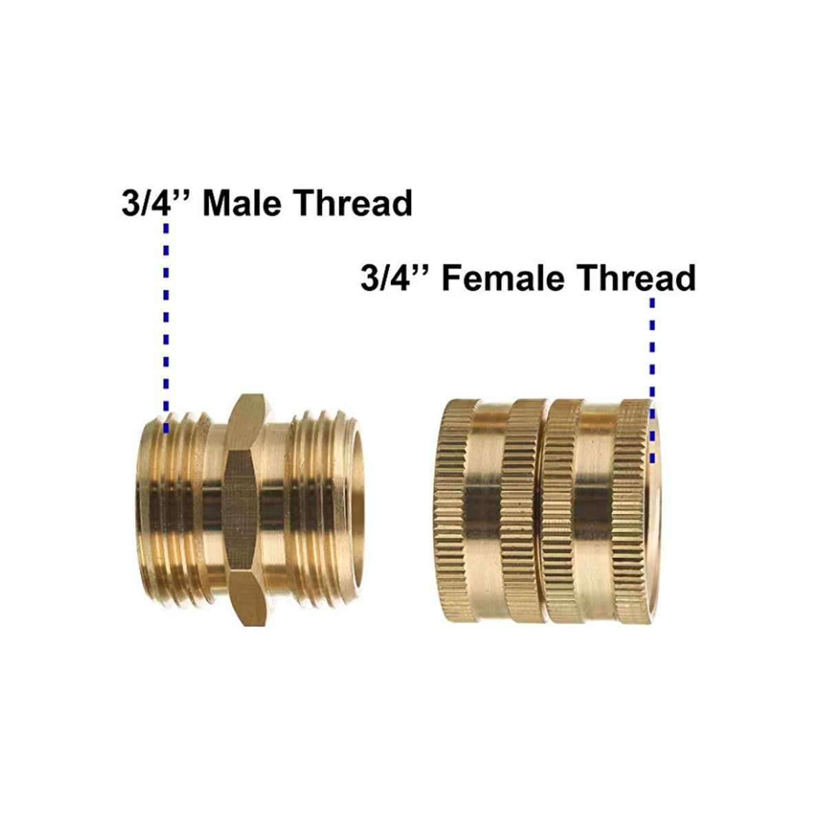 Hourleey brass hose adapter female-to-female connection with washers.