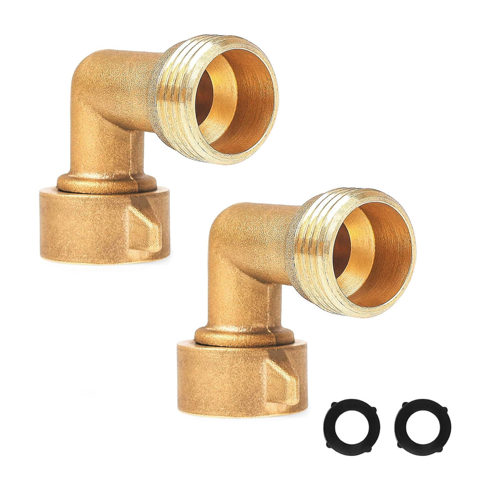 Hourleey brass hose elbow 90-degree connector for secure, rustproof garden connections.