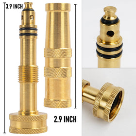 Hourleey brass hose nozzle closeup shows durable construction for long life.