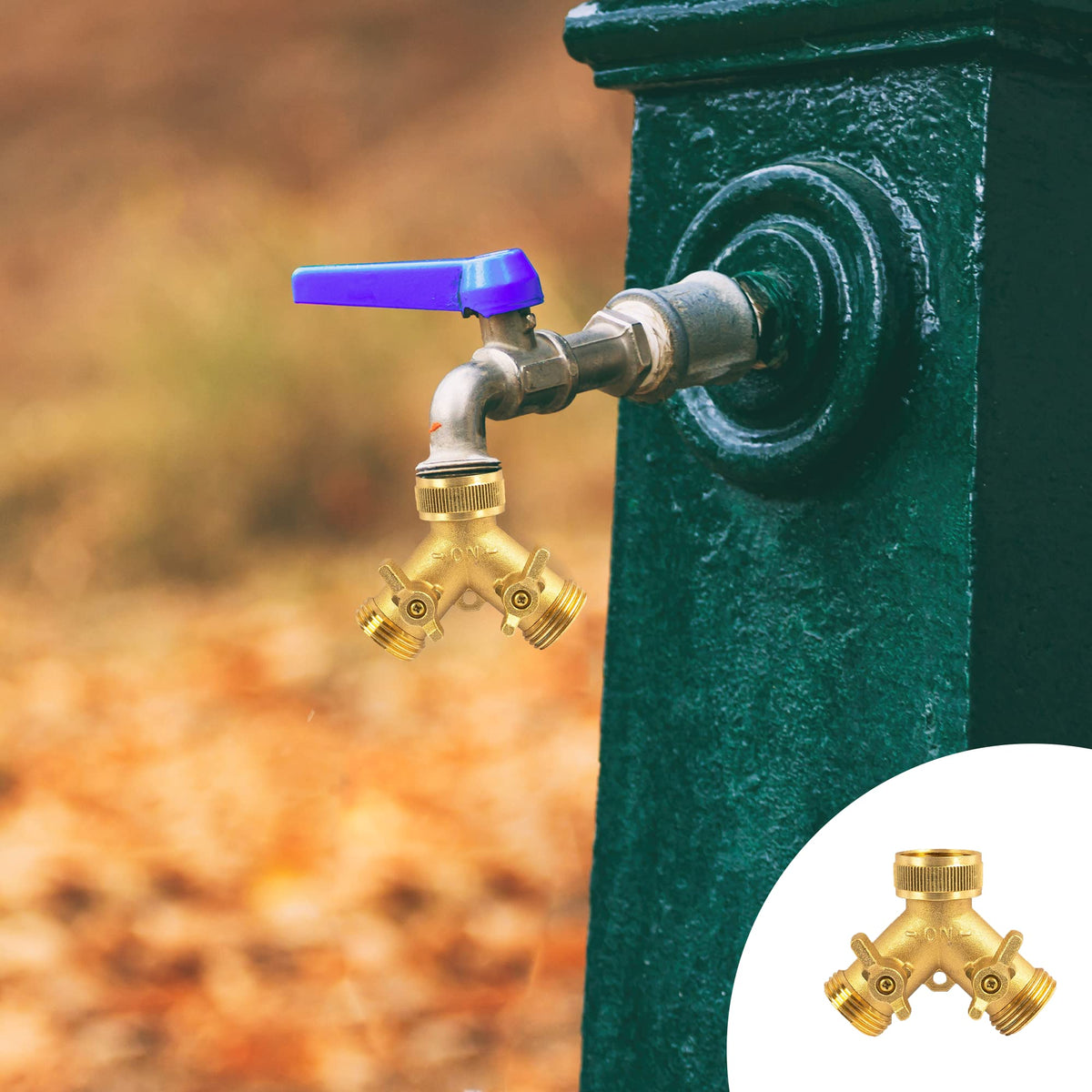Hourleey in-use view showing two outlets watering different areas