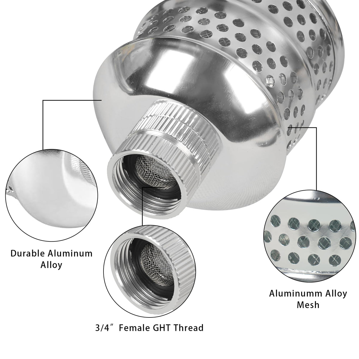 Hourleey bubbler head with 3-4 in garden hose thread compatibility.