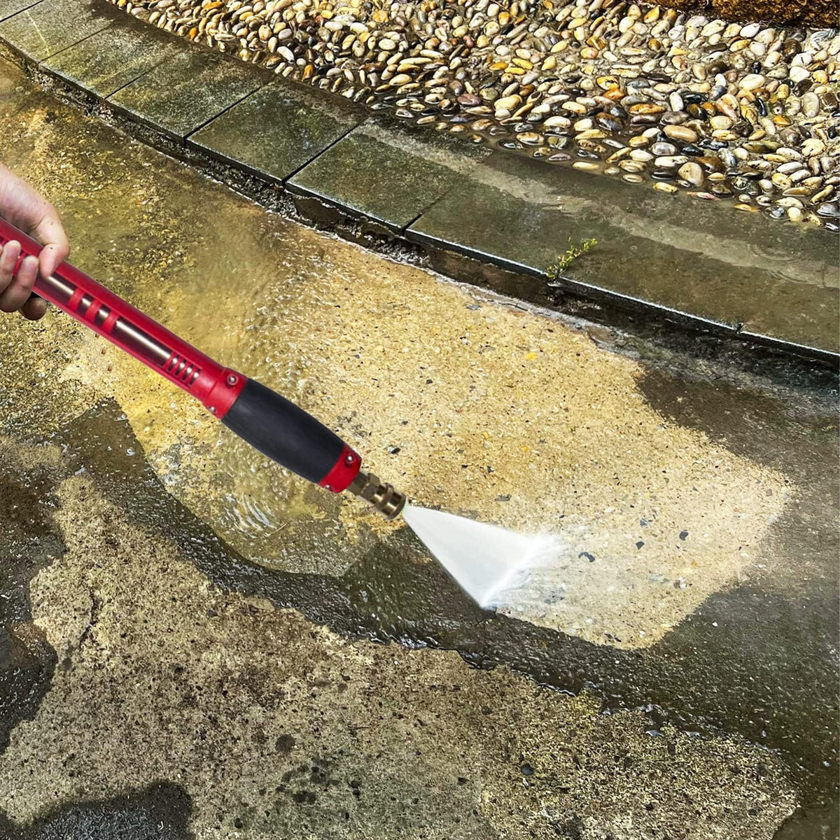 Hourleey cleaning in action with ergonomic grip and extension