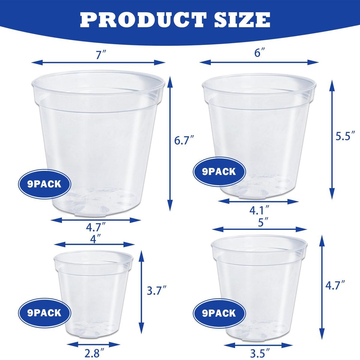 Hourleey clear 6-inch nursery pot supports easy root observation and air access.