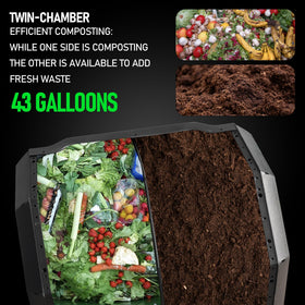 Hourleey 360-degree tumbling compost bin for effortless mixing