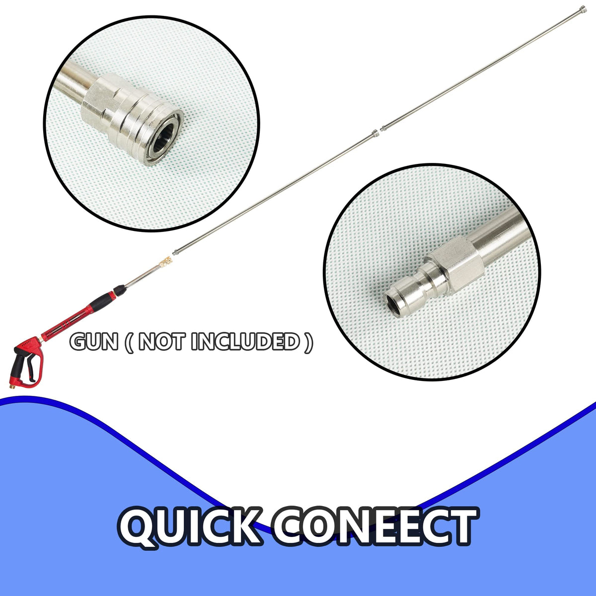 Hourleey extension wand 60-inch pack, quick-connect detail for fast setup.