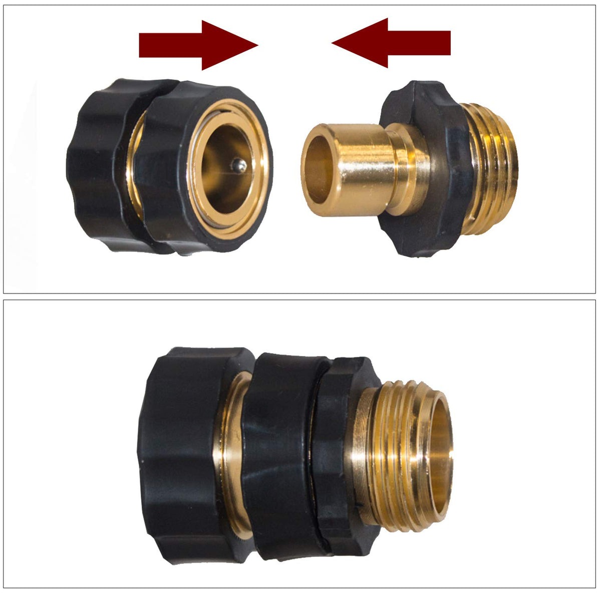Hourleey female quick connector for fast hose attachment and removal.