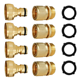 Hourleey garden hose quick connect set close-up showing easy tool-free attachment.