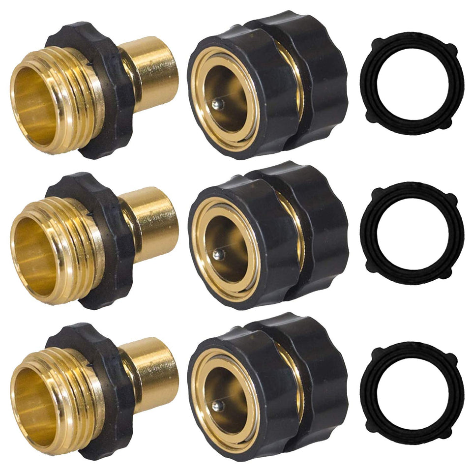 Hourleey garden hose quick connector set enables fast, leak-free connections.