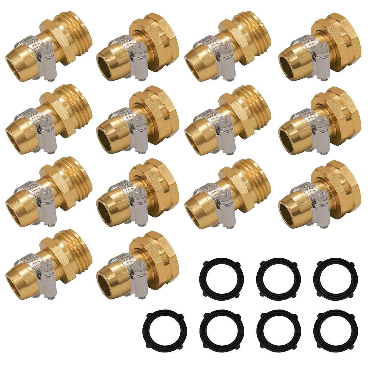Hourleey garden hose repair connector set showing versatile fittings for quick fixes