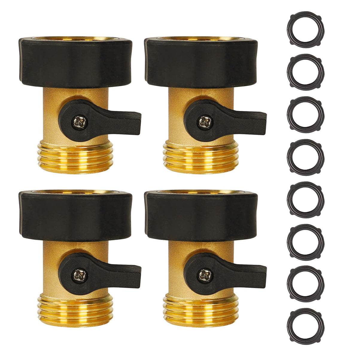 Hourleey garden hose shut off valve 4-pack in durable brass for leak-free watering