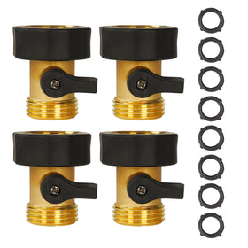 Hourleey garden hose shut off valve 4-pack in durable brass for leak-free watering
