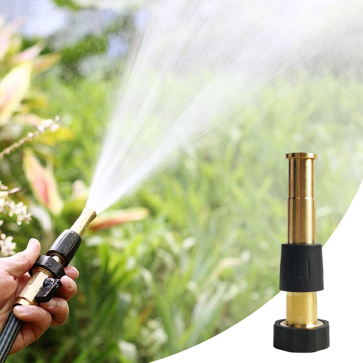 Hourleey garden nozzle ideal for watering beds and containers.