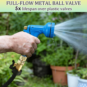 Hourleey garden watering setup with a reliable shut-off.