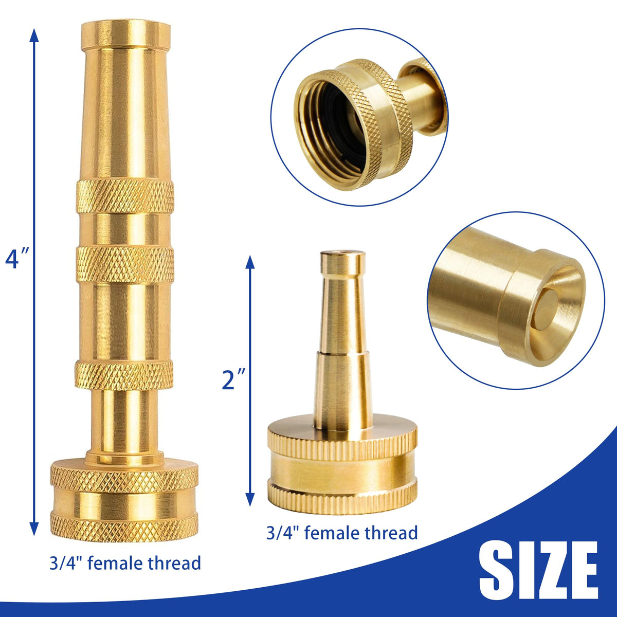 Hourleey heavy-duty brass 3-4 inch GHT connection for durable performance.