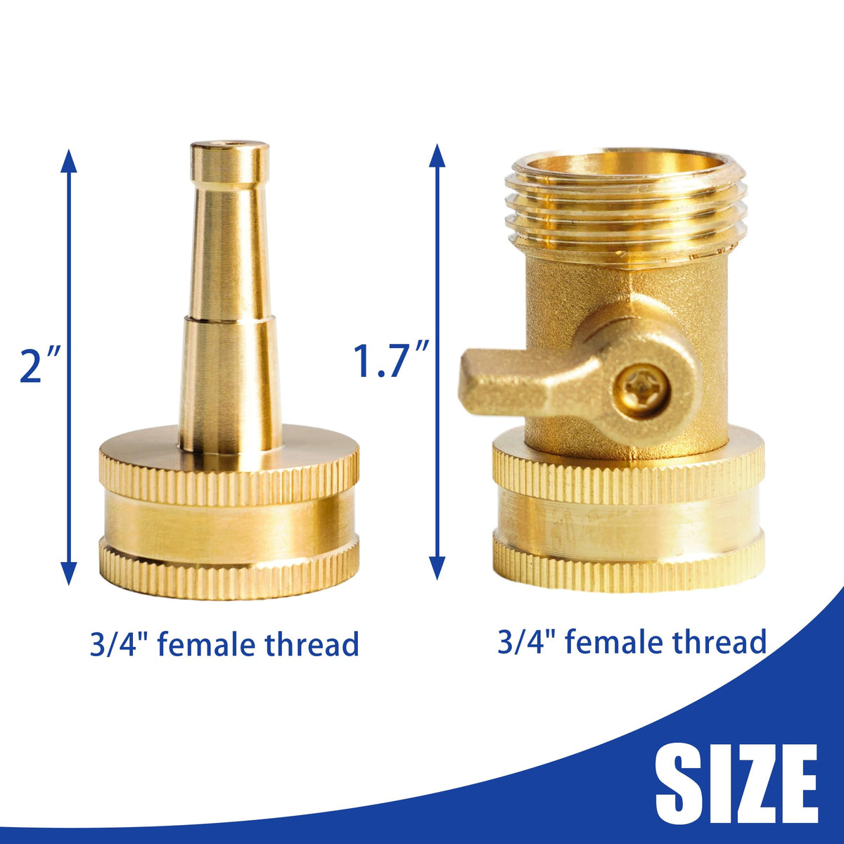 Hourleey heavy-duty brass hose nozzle side view showcasing robust build.